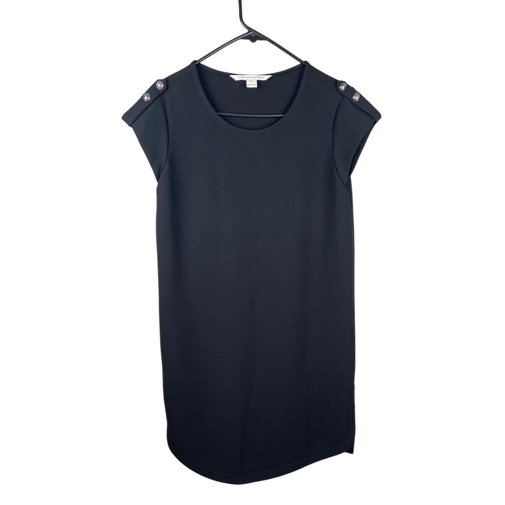 Diane von Furstenberg Dominique Black Shift Mini Dress Size 2 Buttons Pockets